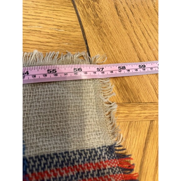 NWT Dimore Red Plaid Blanket Scarf Women Big Oversized 56” x 56” Eyelash Fringe - Picture 5 of 9